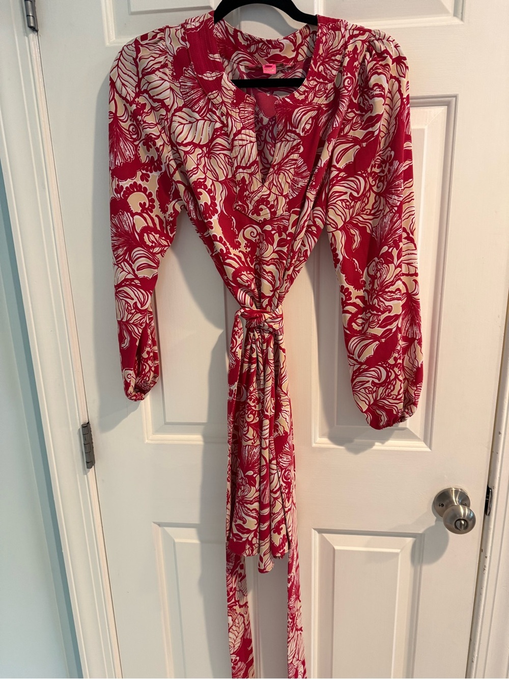 Lilly Pulitzer Pink Tropical Floral Tie Front Tunic Dress Size 8